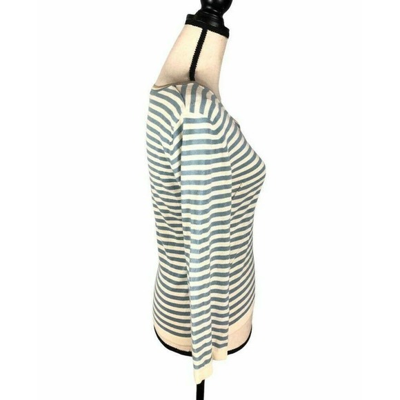 BCBGMAXAZRIA Blue/White Striped Knit Top Size: M - Picture 2 of 4